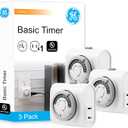 GE Mechanical Polarized Outlet Timer, Single Plug with 2 Prongs, 24 Hour Cycle, Indoor Use for Lights, Lamps, Fans, Appliances, Christmas Tree, 3 Pack, 44801