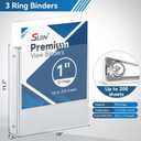 SUIN 3 Ring Binder Bulk 36 Packs -Premium 1'' Binders with Roung Ring Binder, Large 200 Sheet Capacity, Fit 8.5" x 11" US Letter Size Paper, White (1'' White - 36 Packs)