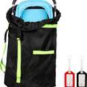 Klmnop Stroller Bag for Airplane Travel, Waterproof Stroller Cover for Single Double Jogging Strollers, Large 46"H x 21"W x 13" D Travel Bag for Storage and Gate Check, Includes 2 Luggage Tags(Black)