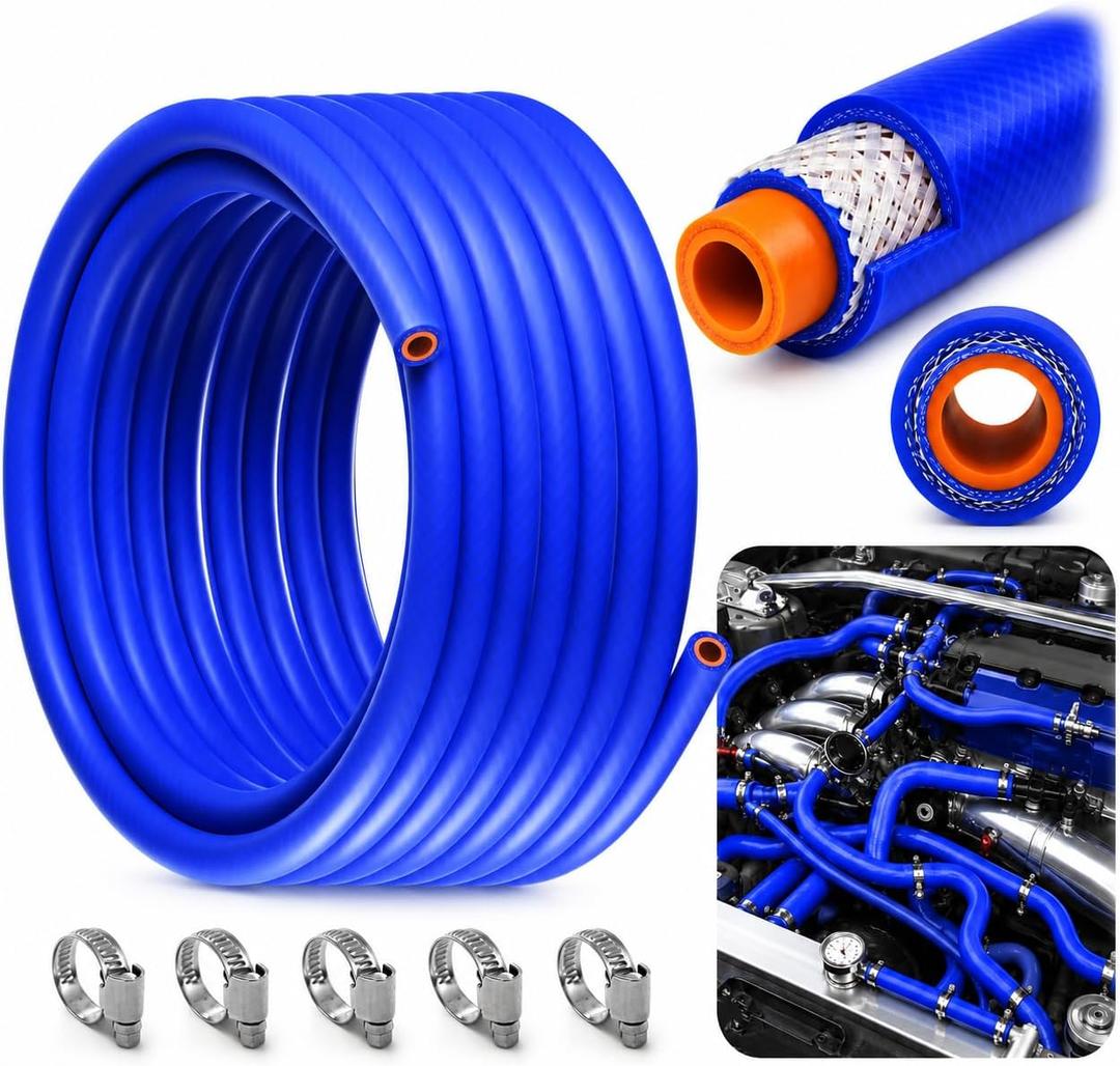 3/4" ID (19mm) Silicone Heater Hose Kit, 50FT Blue, 5 Clamps