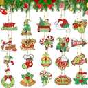 20 Pcs Christmas Diamond Painting Keychain 5D DIY Diamond Painting Kit Christmas Hanging Diamond Art Ornaments for Kids Family Party Crafts Decoration (Novelty)