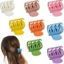 Matte Medium Hold Claw Hair Clips with Double Row Teeth for Women - 8PCS Hair Styling Clamps for Thin, Fine or Thick Hair (Bright Colors)