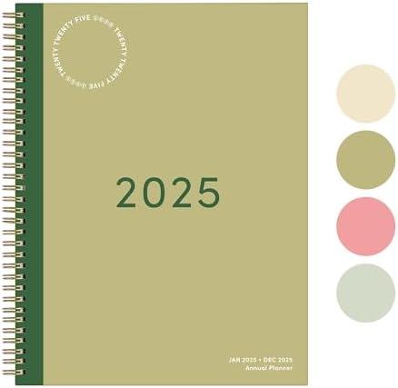 Rileys & Co 2025 Simple Weekly Planner - Annual Weekly & Monthly Agenda Planner, Jan - Dec 2025, Hardbound Cover, Notes Pages, Twin-Wire Binding (8.5 x 11-Inches, Green) 4 PCS