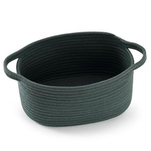 Happyiren Cute Woven Storage Basket with Handle Hunter Green Empty Gift Burr Basket for Valentines Day, Birthday, Holiday Gifts, Eco-Friendly, Decorative Organizer Bin for Nursery, Plants