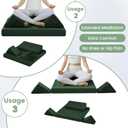 Meditation Cushion Set, Meditation Pillow for Sitting on Floor, Large Yoga Pillow with Knee Support, Washable Zafu Meditation Mat, 3 Shapes Floor Pillow for Adults, Green