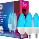 3 x GE Cync Smart LED Light Bulbs, Color Changing Decorative Light Bulbs, Indoor WiFi Lights, Matter Compatible, Compatible with Alexa and Google Home, Candelabra Base (3 Pack)