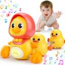 Baby Toys 6-12 Months Musical Duck Toy Set 3 4 5 6 7 8 9 Month Old Tummy Time Infant Newborn Crawling Moving Light Up Toys for Babies 9-12-18 Months First Birthday Easter Shower Gifts for 1 Year Old, Medium, Small