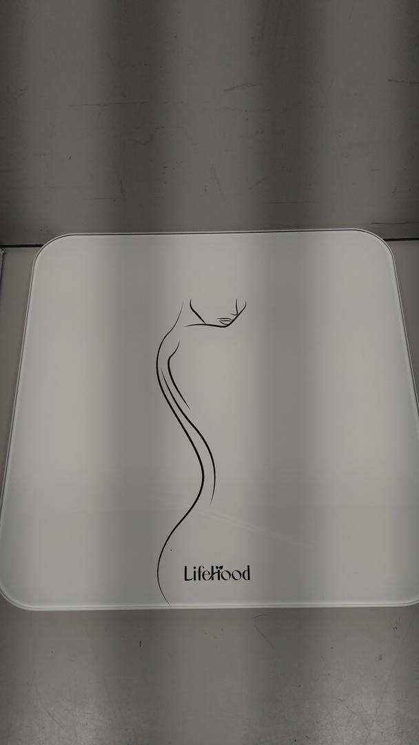 LIFEHOOD Digital Bathroom Scale for Body Weight with LED Backlit Display - 5mm Tempered Glass Weight Scales for People with Step-On Technology Smart Scale with App - 400LB (S Curve - Side Backline), White