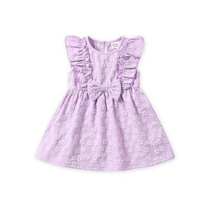 PATPAT Baby Girls Dresses Summer Spring Fall Clothes Floral Ruffle Sleeve Birthday Party Outfit Dress Purple 3-6 Months
