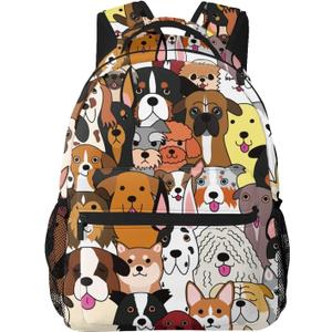 Dog Fun Cute Face Backpack For School Laptop Bags Bookbag Big Casual Daypack For Student Girls Boys Kids Teens Travel Sports Work