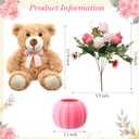 Amyhill 4 Sets Little Pumpkin Baby Shower Decorations Bear Baby Shower Table Centerpieces Bear Stuffed Artificial Flowers Plastic Pumpkin Vase Set for Fall Autumn Gender Reveal Party Decor(Pink)