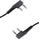 Caroo D Shape Earpiece Headset with Mic PTT Compatible with Baofeng UV-5R BF-888S BF-F8HP BF-F9 UV-82 UV-82HP UV-82C Kenwood TK-2107 TK-3107 Walkie Talkies Two Way Radio 2 pin