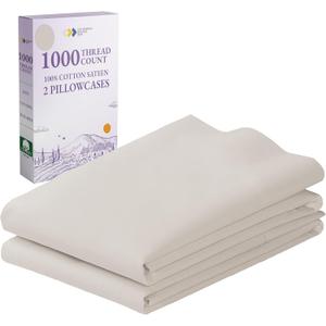 California Design Den Pillow Cases King Size Set of 2 - Luxury 1000 Thread Count Sateen, Soft and Thick 100% Cotton King Pillowcases, Breathable and Durable, Hotel Quality - Sand Beige