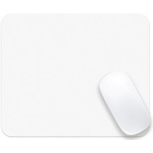 Audimi White Mouse Pad, All White Mousepad with Non-Slip Thin Mouse Mat for Computer Laptop Wireless Mouse Home Office Travel Work 9.5X7.9 Inch (24 X 20 X 0.2Cm)