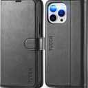 TUCCH Wallet Case for iPhone 13 Pro Max, RFID Blocking, 4 Card Slots, Stand Shockproof TPU Interior Shell, PU Leather Magnetic Flip Cover, Black