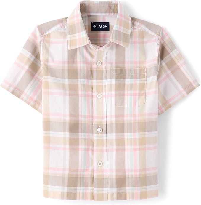 The Children's Place boys Short Sleeve Button Up Shirt,  (S/P)