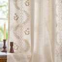 jinchan Belrose Lined Linen Blend Curtains Boho Floral Curtains for Bedroom 96 Inch Length Beige Embroidered Drapes Rod Pocket Farmhouse Flower Drapes for Living Room Window Treatments Set 2 Panels