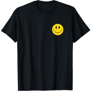 70s Yellow Smile Face Cute Happy Peace Smiling Face T-Shirt, XXL