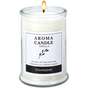 Premium Vanilla Soy Wax Jar Candle,80 Hours Long Lasting Candles 12 oz