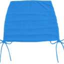 Women's Mesh Sheer Drawstring Solid Summer Bikini Cover Up Skirt (Azure)