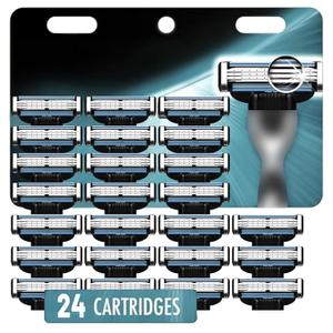 Razor Refills for Men,Razor Blade Refills for Men - 24PCS Compatible with razor blades refills with Mach3 Razors, Dual Lubrication Blades for Extra Close & Comfortable Shave
