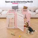 Dog Fence Pet Playpen Clear Puppy Cat Small Play Pen Foldable Kennel Indoor Outdoor Whelping Box for Dogs with Gate (Pink + White, 8 Panels+1 Door)