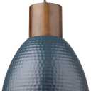ELYONA Hammered Pendant Light for Kitchen Island, 10.2 Metal Solid Wood Bar Hanging Lamp, Adjustable Height Industrial Pendant Lighting for Dining Room, Bedroom, Bar, Office, Modern Blue