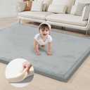 ACOMOPACK Baby Play Mat for Floor 1.3" Thick Memory Foam Play Mat 39"59" Tummy Time Crawling with Non-Slip Bottom for Living Room,Nursery,Soft Velvet Playpen Mats for Kids,InfantsLight Grey