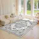 Area Rug 5x7 Washable Rug for Living Room,Retro Boho Rugs for Bedroom Low Pile Non Slip Dining Room Rug Soft Vintage Floor Carpet for Home Office Decor