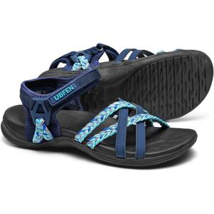 UBFEN Womens Hiking Comfort Sport Sandals Beach Vacation Camping Casual Sport Sandals with Adjustable Straps and Arch Support (11, A Dark Bule Mint)