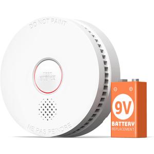 Jemay Smoke Detector Fire Alarms 9V Battery Operated with Photoelectric Sensor & Silence Button,10 Year Product Life Smoke Alarm Fire Detectors Easy to Install, 1 Pack