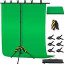 Green Screen Backdrop Kit 8X7.2ft,Portable greenscreen Background with Stand,Adjustable T-Shape Photo Backdrop Stand for Photography, Streaming,Video,Studio,Party,Zoom