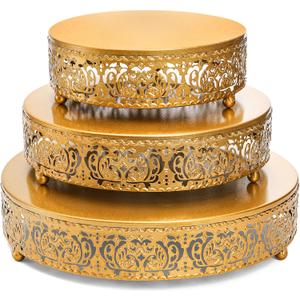 SOUJOY 3 Pack Metal Gold Cake Stand, 12/10/8 Inch Round Cupcake Stands, Dessert Table Display Set for Wedding, Party, Birthday, Event, Anniversary, Celebration, Table Decoration