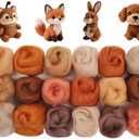 Ainiv 18 Pcs Needle Felting Wool, 9 Colors x 2 Packs Wool Roving, 3g/Pack Fiber Wool Yarn Roving, Beginner-Friendly Art Crafts, Starter Needle Felt Supplies for DIY Craft Beginners (Brown Series)