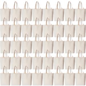 Pinkunn 100 Pcs Canvas Tote Bag Bulk for DIY Projects, 12x14 Inches Sublimation Tote Bags for Grocery Shopping Party Gifts (White)
