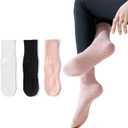 3 Pairs Yoga Socks for Women Non-Slip Grips, Pilates, Barre, Pregnancy, Dance, Hospital Socks. (White)