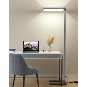 77" LED Floor Lamp 4000K Modern Floor Lamp for Office Dimmable Eye-Care Standing Lamp 100W Floor Lamps for Reading Natural Daylight Floor Reading Lamps for Kids Bedroom Living Room Grey