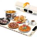 Food Warming Mat,Fast Heating Silicone Electric Warming Tray With 3 Level Temperature and 3 Level Timer, Roll Up Buffet Hot Plates Heat Pads, Portable Foldable Food Warmer For Parties Home white
