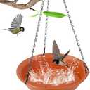 Afrine Hanging Bird Bath for Outside, Hanging Bird Water Feeder for Outdoor, Birdbath Bowl, Birdbaths for Outdoors Balcony Window Backyard Garden, Small Large Wild Birdfeeder Tray (12", Terracotta), Set of 2
