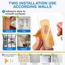 No Drill Curtain Rod Brackets, (10-Pack) Gold Self Adhesive Curtain Rod Holders Nail-Free No-Screw, Adjustable Hangers Hooks for Curtain Rods up to 1.18" Dia