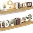 Vivelove 10" Deep Floating Shelves with Invisible Brackets, 36" Wall Shelves for Bathroom Bedroom Kitchen Living Room Laundry Room, Modern Rustic Shelves for Home Decor, 36"x10.2"x1.5", Set of 2, Oak, 35.4wx10.2dx1.5h