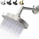 High Pressure Shower Head  AntiClogging Silicone Nozzles  2.5 GPM Removable Restrictor  Easy to Clean Adjustable Replacement  easy to install with Plumbers Tape  6 inch  Brushed Nickel Finish