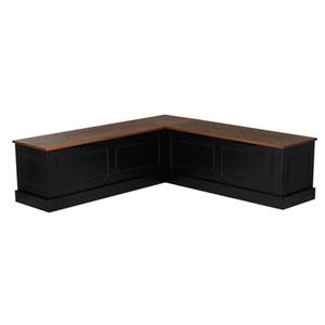 Linon Harris Black and Walnut Backless Kitchen Dining Nook with Hidden Storage Bench Space