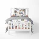 Bacati Construction Multicolor Boys Cotton 4 Piece Toddler Bedding Set 100 Percent Cotton Includes Reversible Comforter, Fitted Sheet, Top Sheet, and Pillow Case for Boys