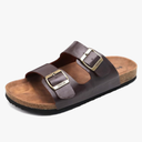 ONCAI Mens Sandals,Beach Slides Cork Footbed Slippers with Adjustable Buckle Straps Size 7-13