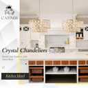 CATINER 20'' Modern Gold Crystal Chandelier Luxury Semi Flush Mount Ceiling Light Fixtures 6-Lights Round Crystal Pendant Chandelier for Dining Room Foyer Living Room Bedroom