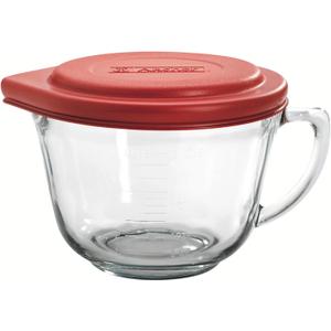Anchor Hocking Batter Bowl, 2 Quart Glass Mixing Bowl with Red Lid (1 Count)