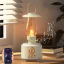 AVEKI Vintage Kerosene Table Lamp with Bluetooth Speaker, Infinitely Dimmable Rechargeable LED Lights for Bedroom, IPX4 Waterproof Bedside Lamps for Camping Party Holiday Home Decor Gift (White)
