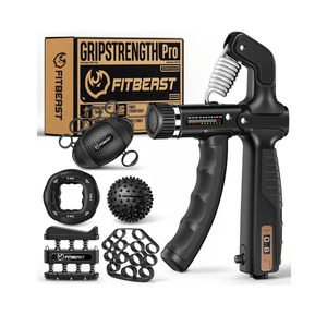 FitBeast Grip Strength Trainer, Hand Gripper Strengthener Kit - 6 Pack with Adjustable Resistance Forearm Strengthener, Forearm Exerciser and Massage Balls for Hand Therapy, Grip Training and Recovery