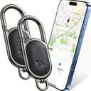 Keychain Air Tracker Tags-2 Pack, Bluetooth Tag Works with Apple Find My APP (iOS only, not for Android), Key Finder Locator with Sound, Item Locator for Keys, Luggage, Backpacks and Suitcases (Black)